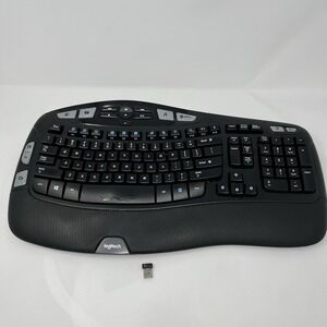 Logitech K350 Wireless Wave Keyboard w/ Unifying Receiver Black Tested Works Gre